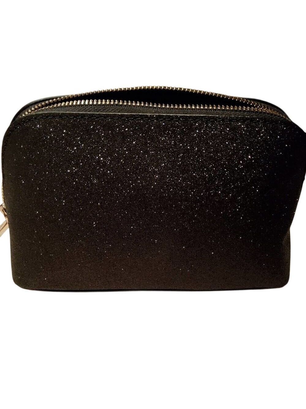 KATE SPADE COSMETIC CASE BLACK SHIMMY GLITTER NEW! - Picture 6 of 6